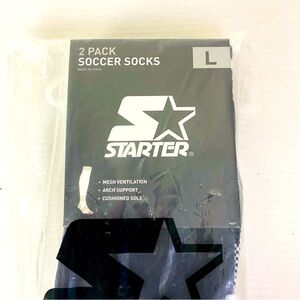 Starter 2 Pack Black Soccer Socks Size L